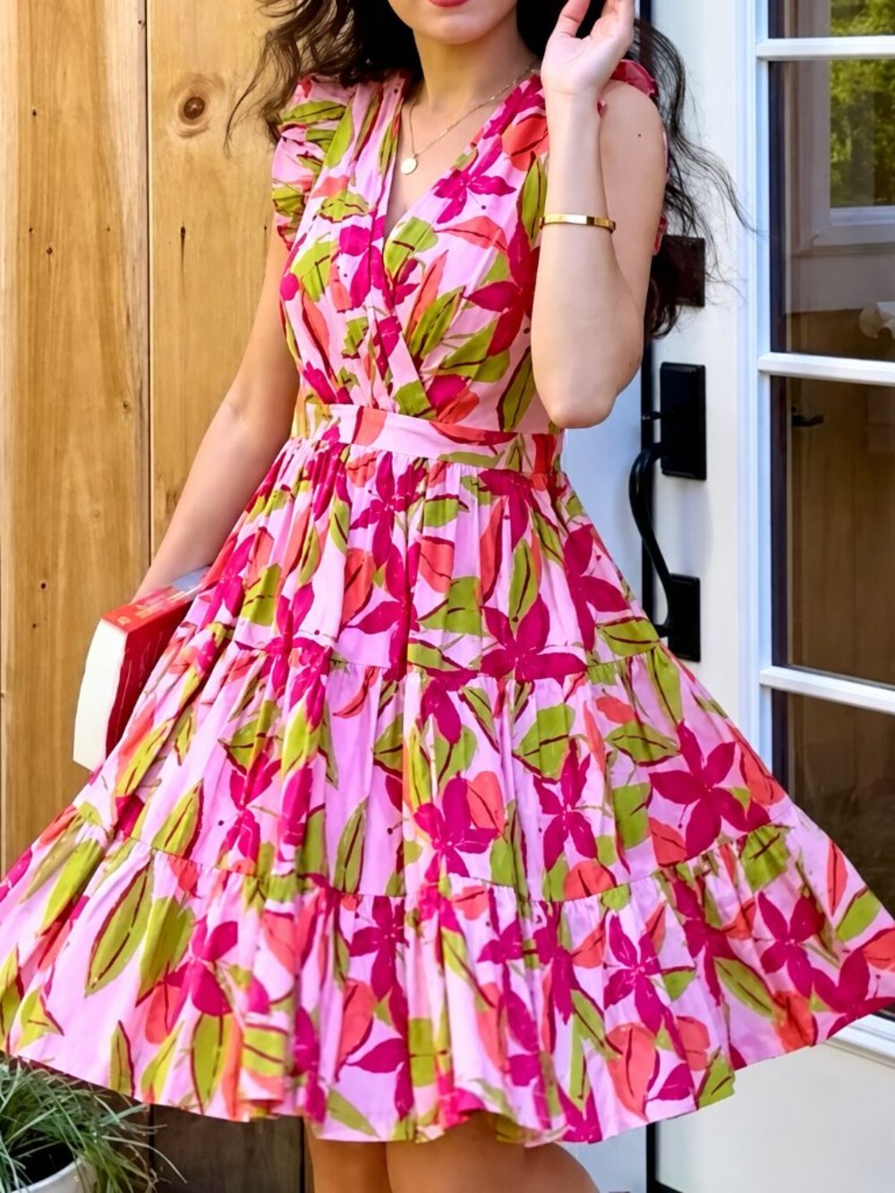Taylor Women's Pink Printed Lawn Mini Dress